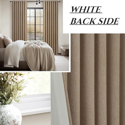 RustBrown Black Out 96 Inch Long Boho Curtains 2 Panel Set, Farmhouse Curtains - Image 7