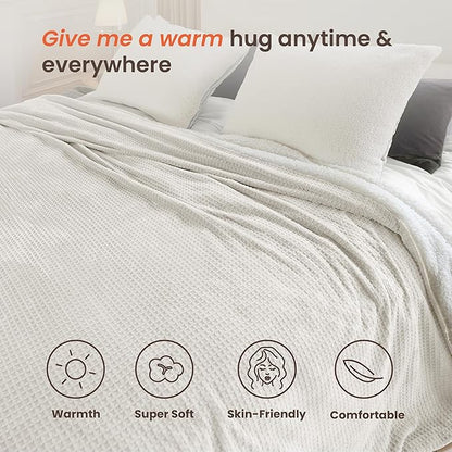 Electric Blanket King Waffle, 90x100 Inches, Dual Controllers, Sherpa Fleece - Image 6