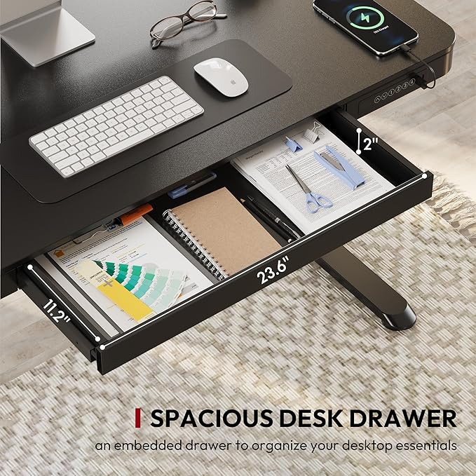 SANODESK Standing Desk with Drawer, Electric Height Adjustable Home Office Desk - Image 4