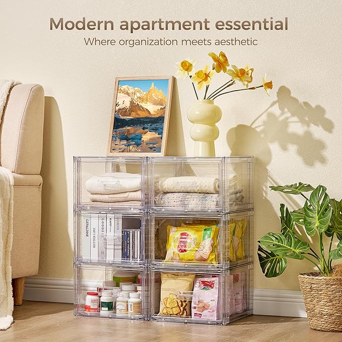 Vtopmart 9 Pack 18QT Clear Stackable Storage Drawers, Easily Assemble Closet - Image 4