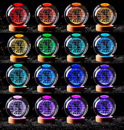 Conalisk 3D Earth Crystal Ball Lamp, 3.15 inch K9 Crystal Ball Night Light - Image 2
