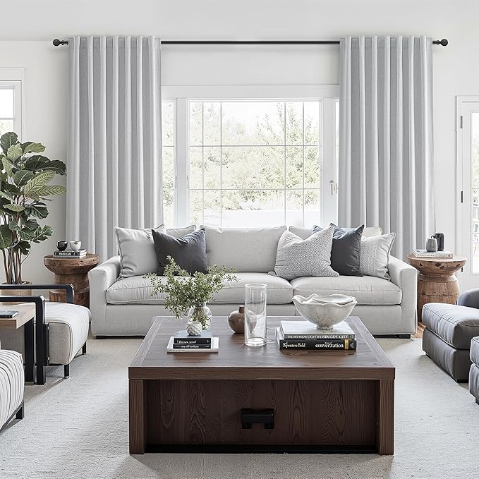 Light Grey 100% Blackout Curtains 54 Inches Long 2 Panels Set, Short Linen Heat - Image 6