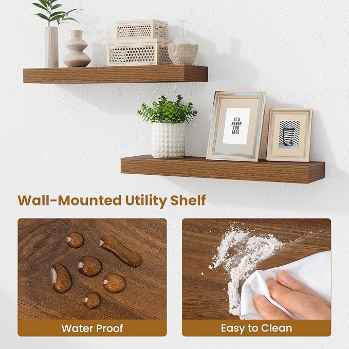 Fun Memories Floating Shelves Set of 2, 24 Inch Floating Shelves - Image 4