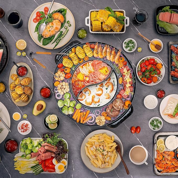 Food Party Hot Pot Electric Korean BBQ Grill 2 in 1 Hotpot Smokeless Indoor - Image 6
