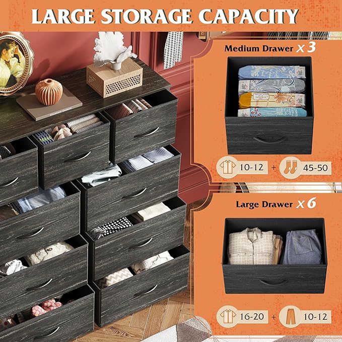 WLIVE 9-Drawer Dresser, Fabric Storage Tower - Image 5