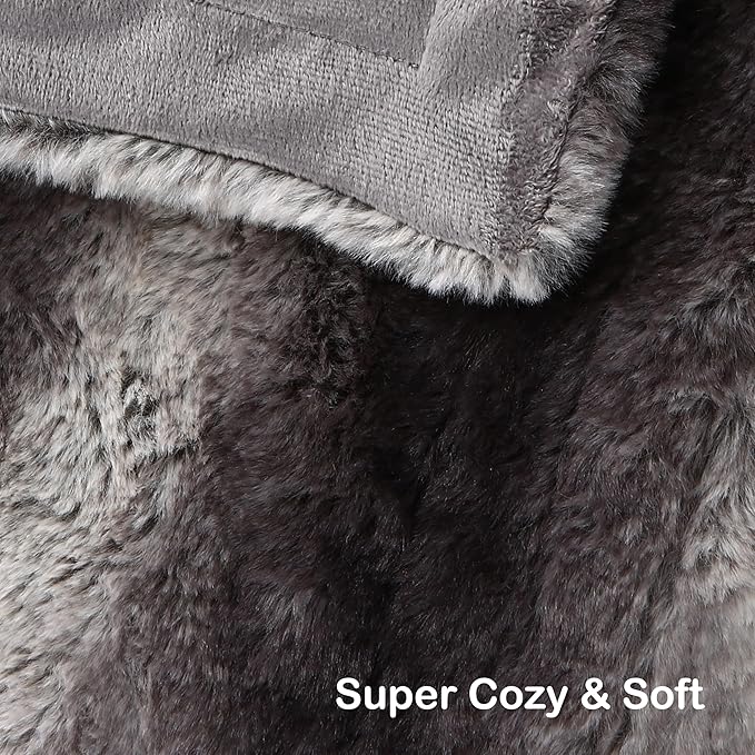Electric Heated Blanket Throw Size 50"x60", Fast Heating Throw, Plush Faux Fur - Image 2