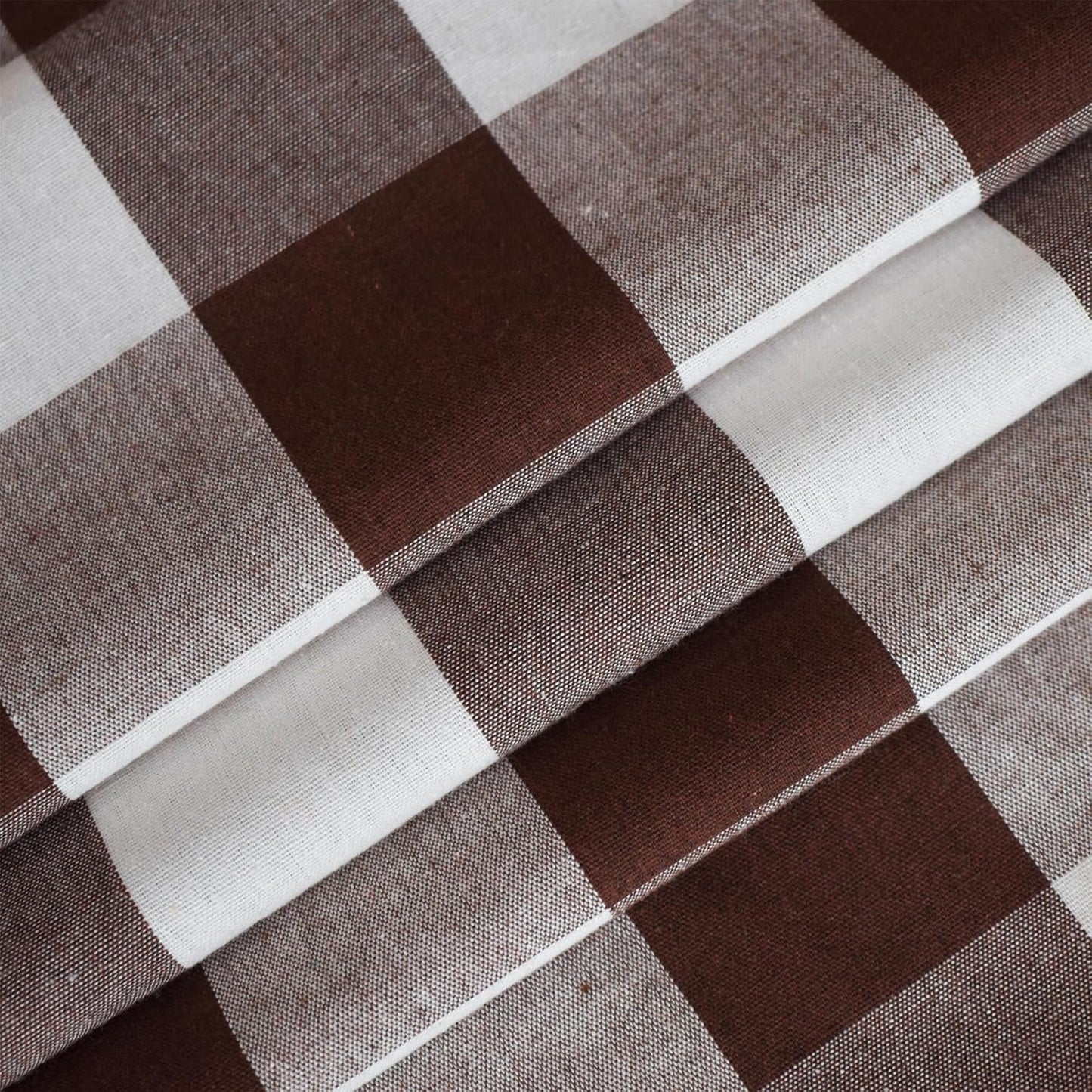 2 Pieces Buffalo Check Valances Curtains for Living Room Windows 18" Long Classic Gingham Plaid Bedroom Bathroom Rod Pocket Country Farmhouse Kitchen Window Curtain Valances - Brown & White