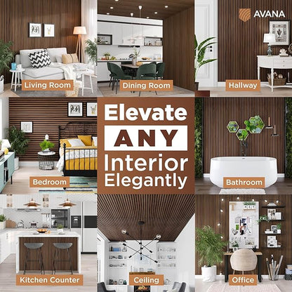 Avana Acoustic Wood Wall Panels – 94.4 x 12.6 Inch Rustic Walnut Acoustic - Image 3