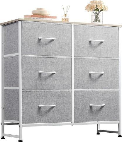 WLIVE Fabric Dresser for Bedroom, 6 Drawer Double Dresser, Storage Tower by WLIVE