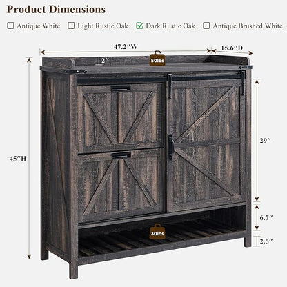 OKD Shoe Storage Cabinet with 2 Flip Drawers & Sliding Door, Farmhouse Entryway - Image 2
