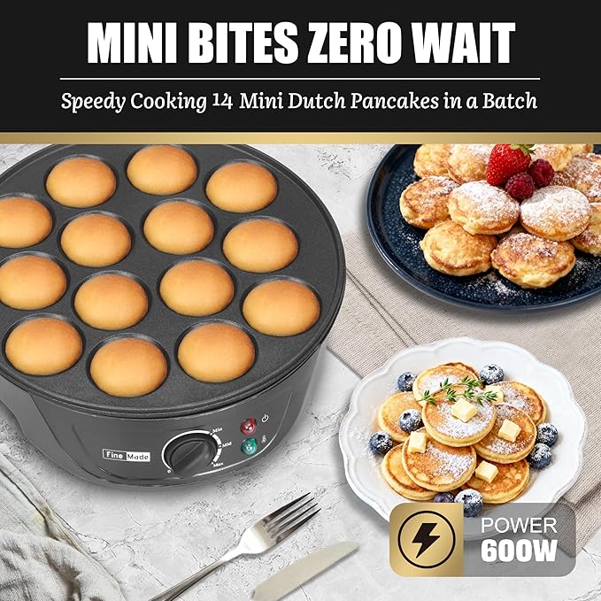 Non Stick Mini Pancakes Maker Machine, Electric Poffertjes Pan - Image 2