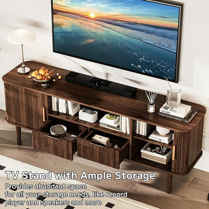 DAMCROP 62.4 Inch Fluted TV Stand, Modern Media Console Table - Image 4
