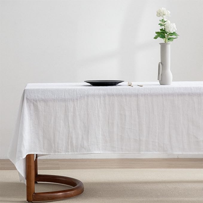 EVERLY 100% Pure Linen Rectangle Tablecloths 60x144Inches for Dining, Buffet ...
