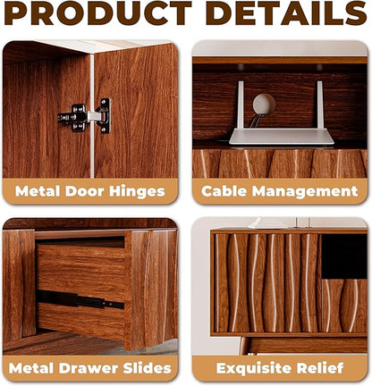 ATJafurn 78‘’ Brown Walnut Finish TV Stand - Image 7