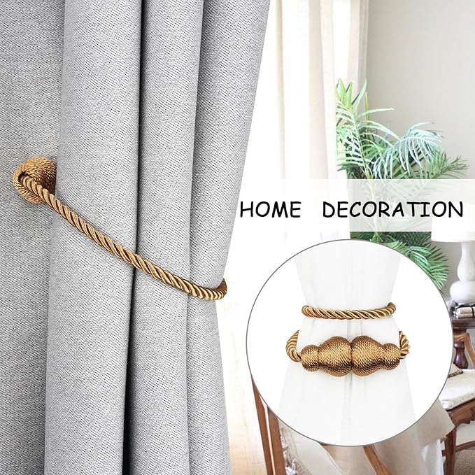 Nieffeiy Magnetic Curtain Tiebacks Outdoor Curtain Tie Backs Rope Decorative - Image 5