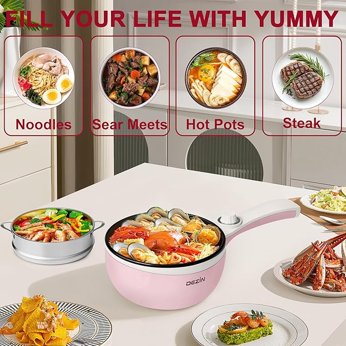 Dezin Hot Pot Electric with Steamer Upgraded, Non-Stick Sauté Pan, Rapid - Image 8