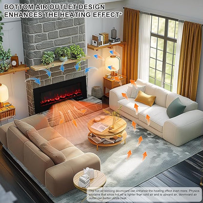 42" Electric Fireplace Inserts, Recessed & Wall Mounted Fireplace Heater - Image 8