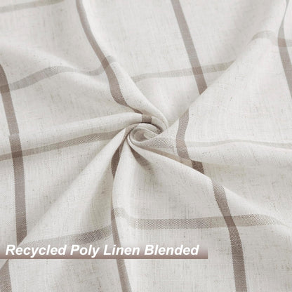 Vision Home Tan Plaid Linen Pinch Pleated Full Tanout Curtains Checkered Thermal Insulated Window Panels 90 inch for Bedroom Living Room Light Blocking Rustic Pleat Drapes with Hooks 40" Wx90 Lx2