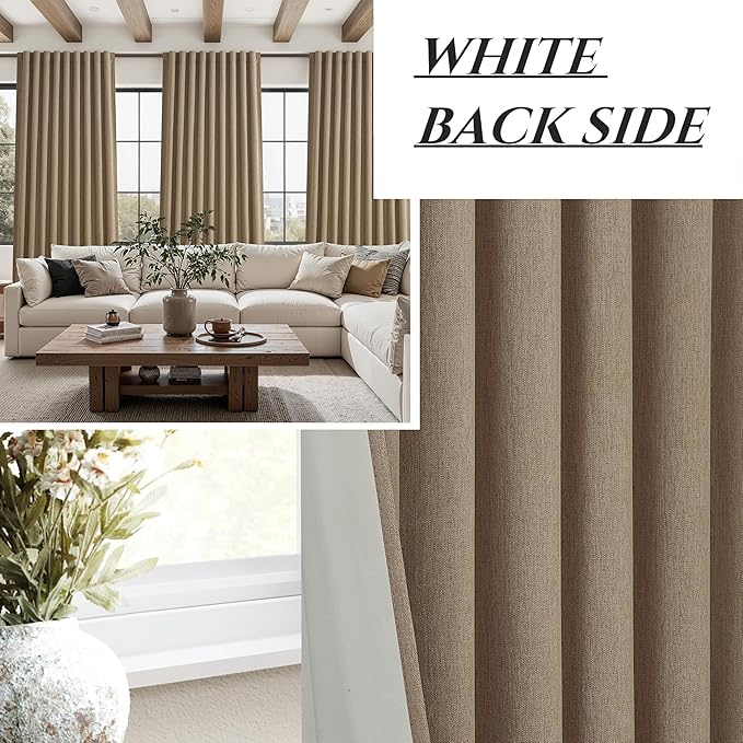 Rust Brown Blackout Curtains 60 Inches Extra Wide Linen 84 Inch Length - Image 6