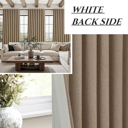 Rust Brown Blackout Curtains 60 Inches Extra Wide Linen 84 Inch Length - Image 6