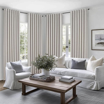 Pleat Linen Blend Room Darkening Curtains 92 Inch Length 2 Panels Set - Image 6