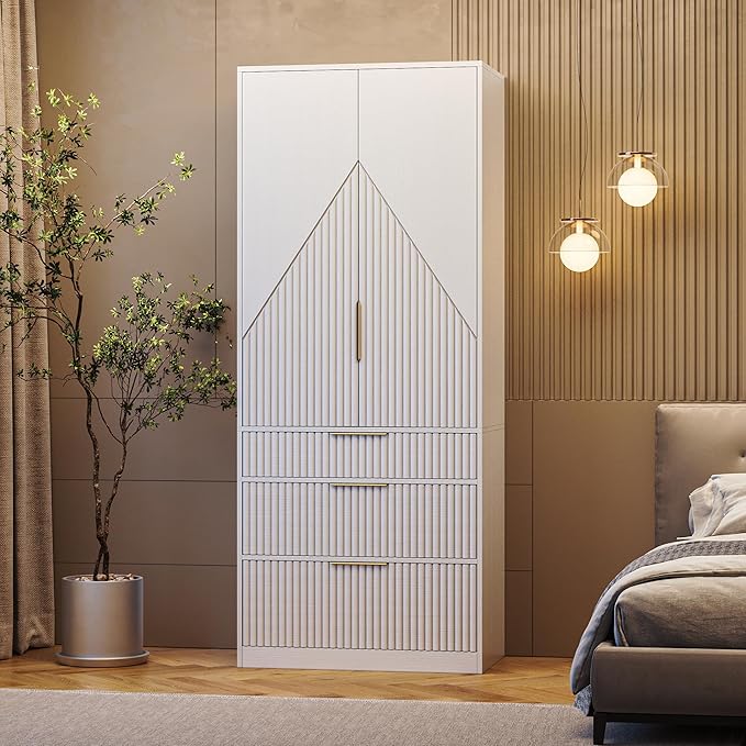 71.7" Wardrobe Armoire Wooden Closet - Image 3