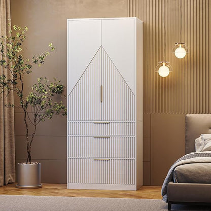 71.7" Wardrobe Armoire Wooden Closet - Image 3