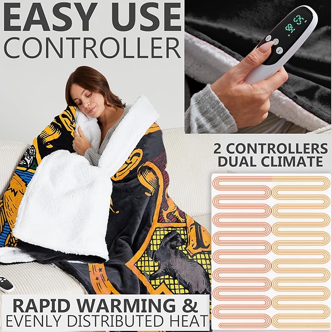 Harry Potter Gifts Heated Blanket Electric, King Size Luxurious Soft Fleece - Image 3