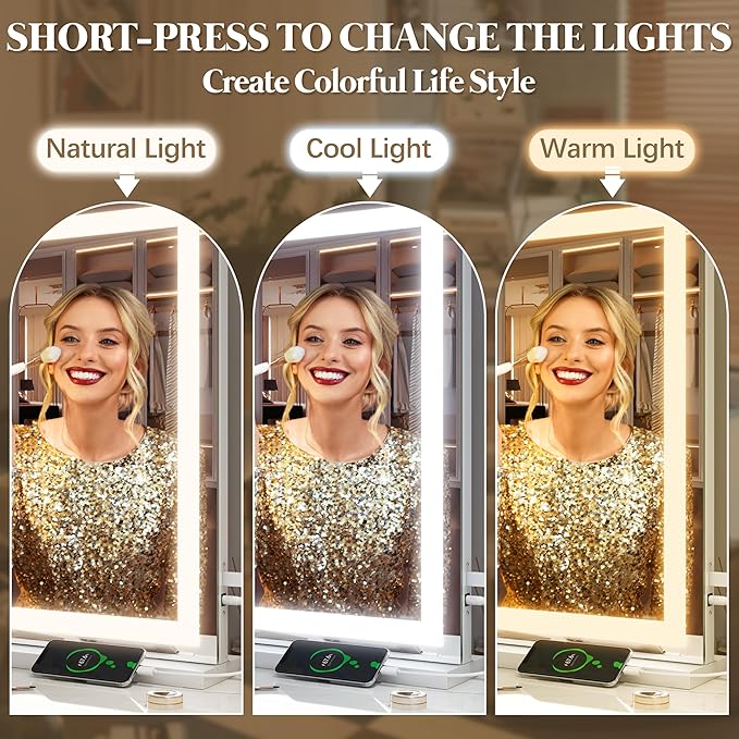 FENNIO Vanity Mirror with Lights 32"x22", Lighted Makeup Mirror, Large Vanity - Image 3