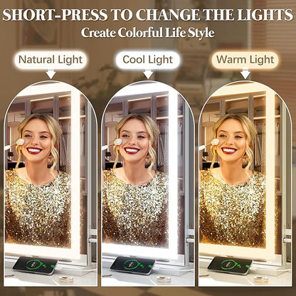 FENNIO Vanity Mirror with Lights 32"x22", Lighted Makeup Mirror, Large Vanity - Image 3