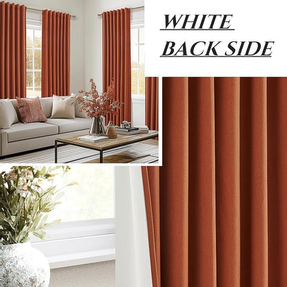 Fall Burnt Orange Curtains Blackout 108 Inches Long 2 Panels Set, Terracotta - Image 7