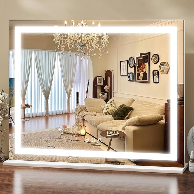 ROLOVE 23x18 Inch Lighted Vanity Mirror, 3-Color Dimmable LED & Touch Control by ROLOVE