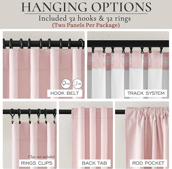100 Inch Long Baby Pink Curtains 2 Panels Set - Image 4