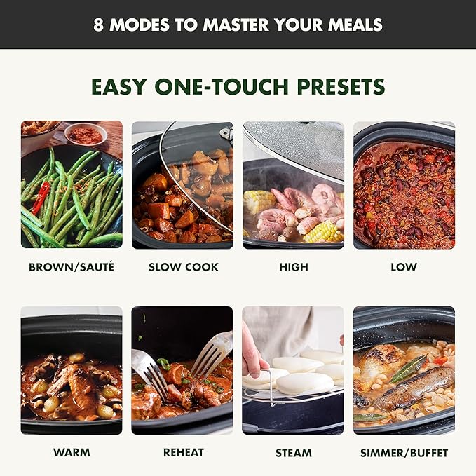 GreenPan Elite 8-in-1 Programmable 6QT Electric Slow Cooker, Dishwasher Safe - Image 3