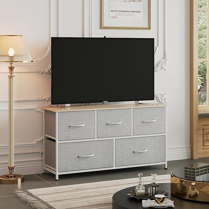WLIVE Dresser for Bedroom with 5 Drawers, Wide Chest of Drawers, Fabric Dresser - Image 2