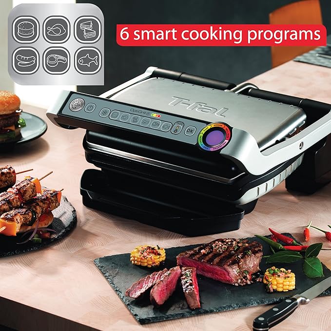 T-Fal OptiGrill Stainless Steel Electric Grill, 4 Servings, 6 Automatic Cooking - Image 3