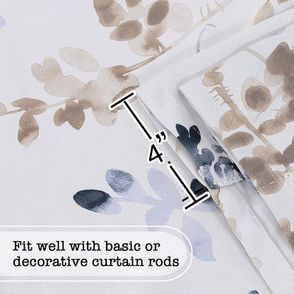 H.VERSAILTEX Blackout Tie Up Curtain - Thermal Insulated Balloon Curtain for Small Window, Kitchen - Rod Pocket Panel, 42" W x 45" L, Floral Pattern in Bluestone and Taupe