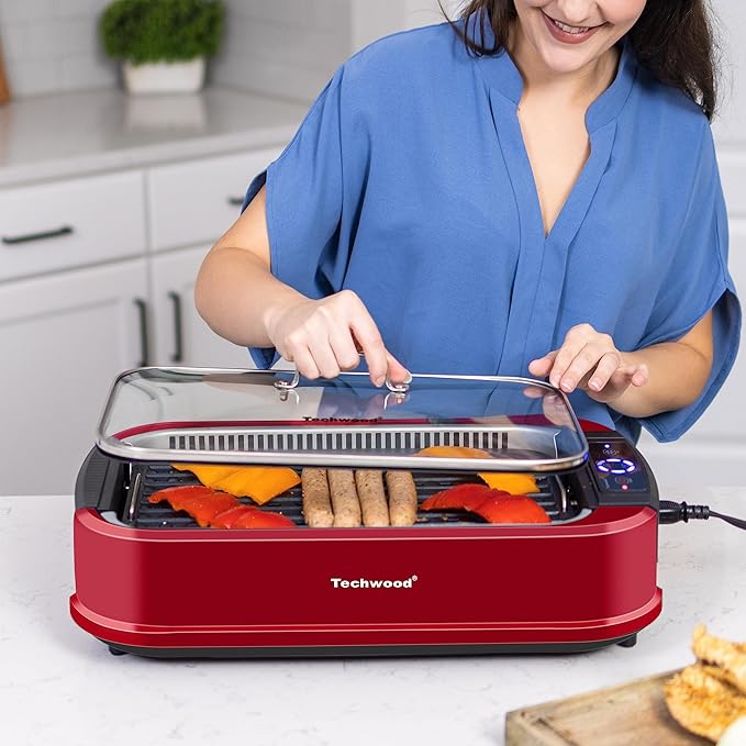 Indoor Smokeless Grill, Techwood 1500W Electric BBQ Grill - Image 3