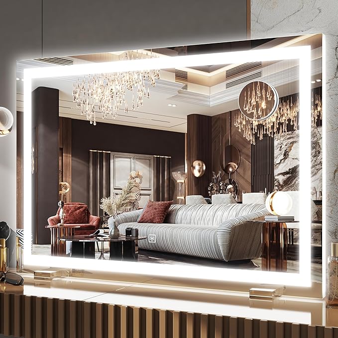 FENNIO Makeup Mirror with Lights 32"x22" ，LED Makeup Mirror ，Large Vanity by FENNIOLEDMIRRORS