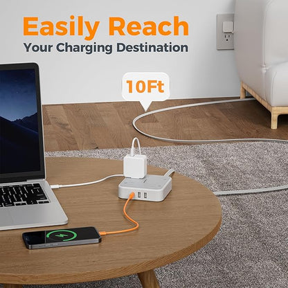 Extension Cord 10 ft, TESSAN Surge Protector Power Strip Long Cord - Image 3