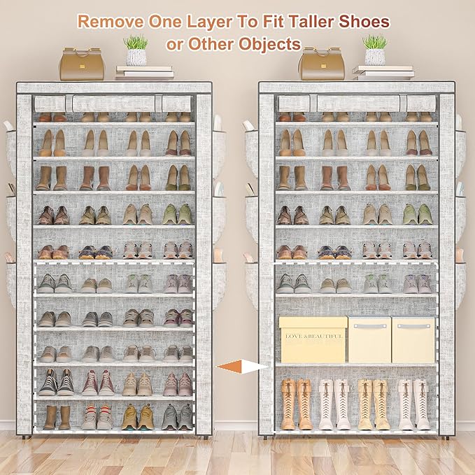 OYREL Shoe Rack 10Tier Large Capacity 50-56Pairs Beautiful Tall Shoe Shelf Free - Image 8