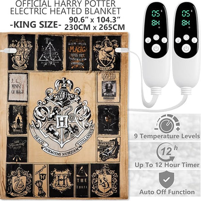 Harry Potter Gifts Heated Blanket Electric, King Size Luxurious Soft Fleece - Image 2
