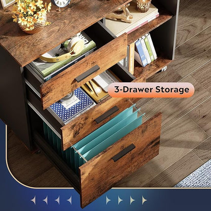 DEVAISE 3 Drawer Mobile File Cabinet, Wood Lateral Filing Cabinet, Printer Stand - Image 5