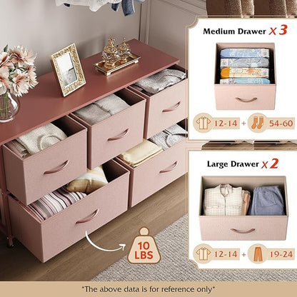 WLIVE Dresser for Bedroom with 5 Drawers, Wide Chest of Drawers, Fabric Dresser - Image 4