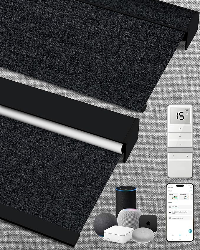 Kincmo Motorized Blinds with Remote, 100% Blackout Motorized Roller Shades Work by KincmoBlinds