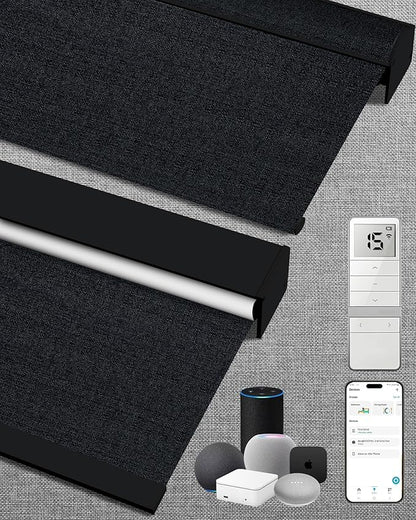 Kincmo Motorized Blinds with Remote, 100% Blackout Motorized Roller Shades Work by KincmoBlinds