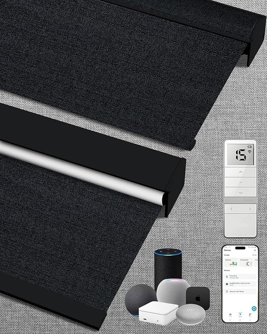 Kincmo Motorized Blinds with Remote, 100% Blackout Motorized Roller Shades Work by KincmoBlinds