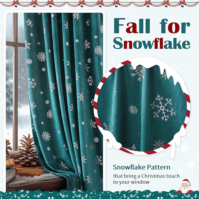 FMFUNCTEX Snowflake Christmas Velvet Blackout Curtains - Image 4
