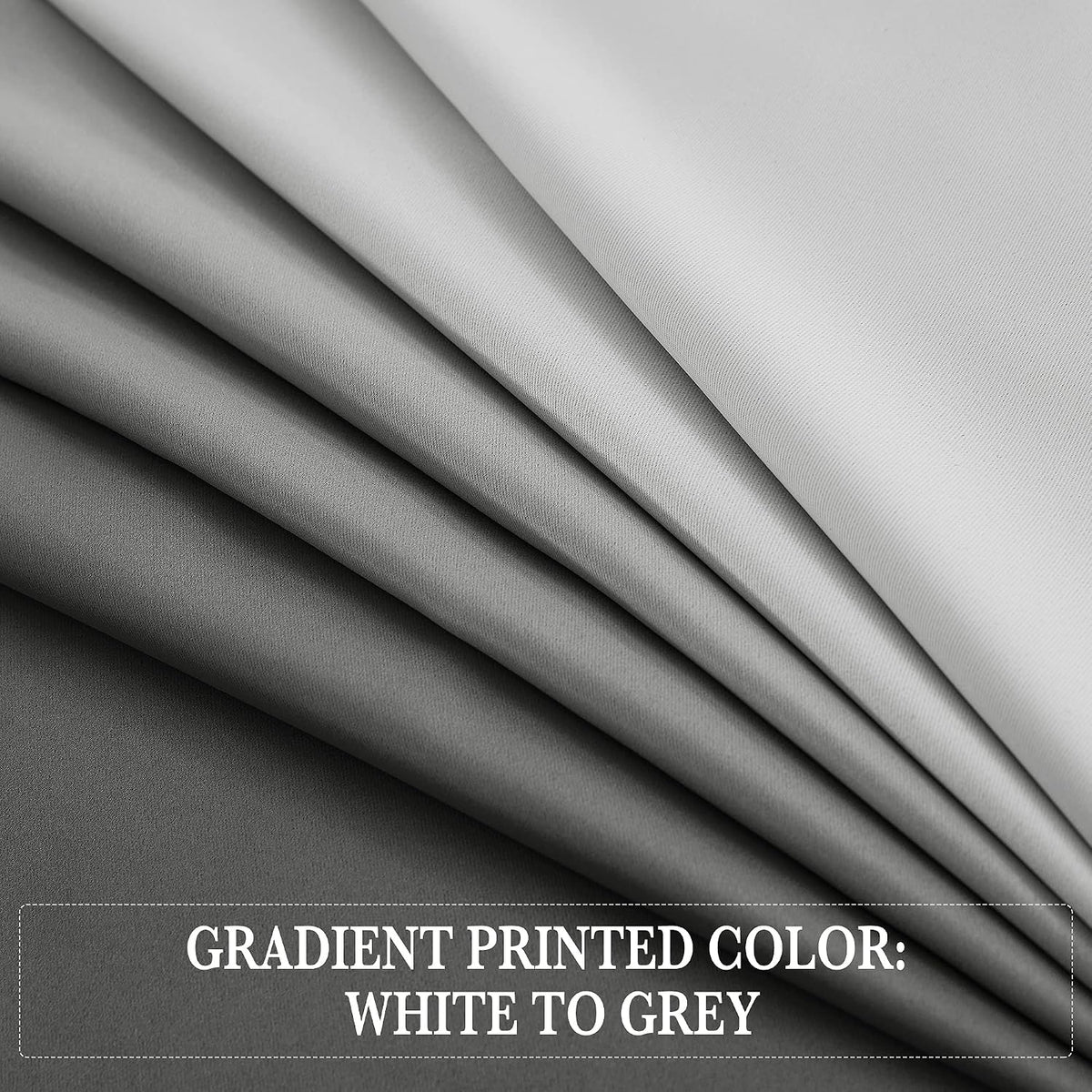NICETOWN White & Grey Room Darkening Curtains 84 inch Long, Grommet Gradient Curtains Easy-Matching Window Treatments for Boys Bedroom/Kids Room, W52, Set of 2