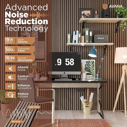 Avana Acoustic Wood Wall Panels – 94.4 x 12.6 Inch Smoke Walnut Acoustic Panels - Image 5